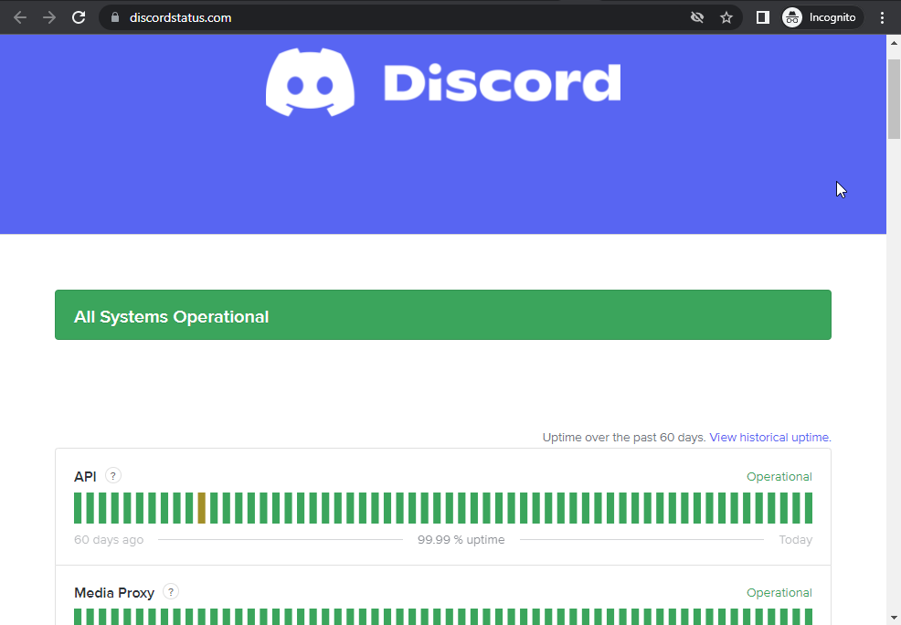 Discord server status browser login virker ikke