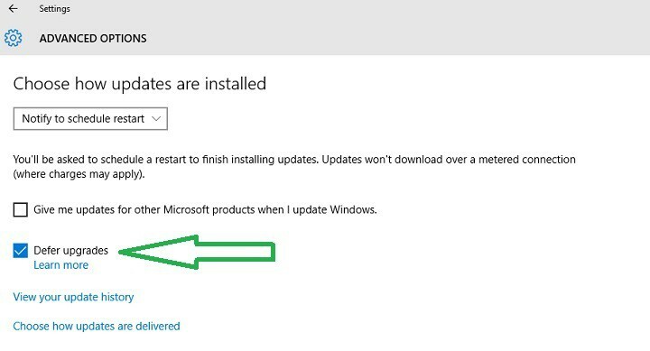 A Windows 10 Creators Update frissítésének késleltetése