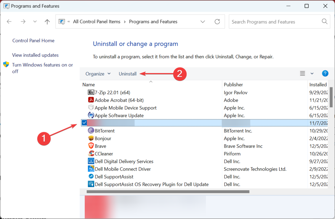 disinstallare l'app per correggere il driver irql_less_or_not_equal Windows 10