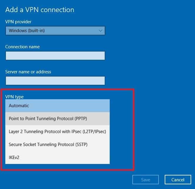 La VPN non è compatibile con Windows 10