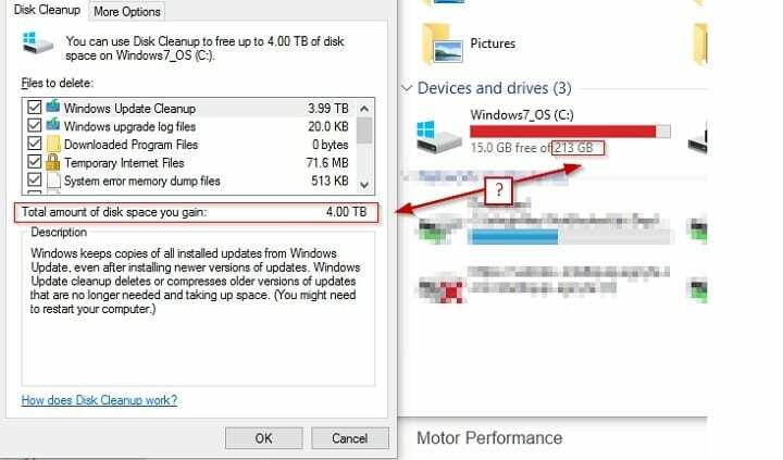 Актуализация на Windows 10 Creators, за да поправи грешката при почистване на диска в грешка в HD свободно пространство