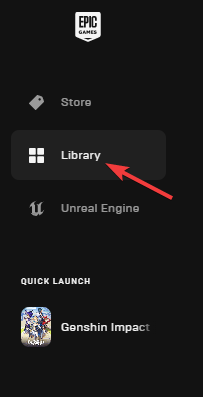 Запустіть Epic Games Launcher і перейдіть до Бібліотеки