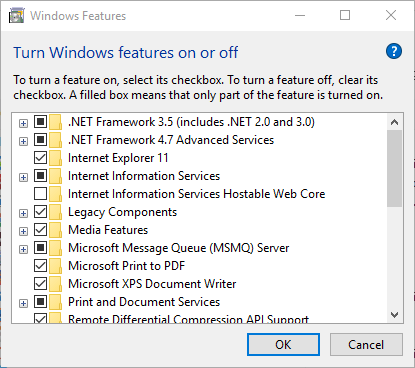 Windows-Funktionen ein- oder ausschalten