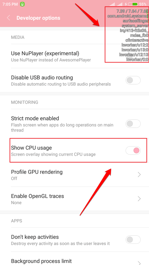 Hoe Android CPU-gebruiksmonitor op het scherm van uw telefoon te zetten