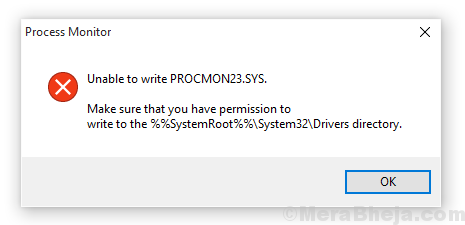 Impossibile scrivere Procmon23.sys