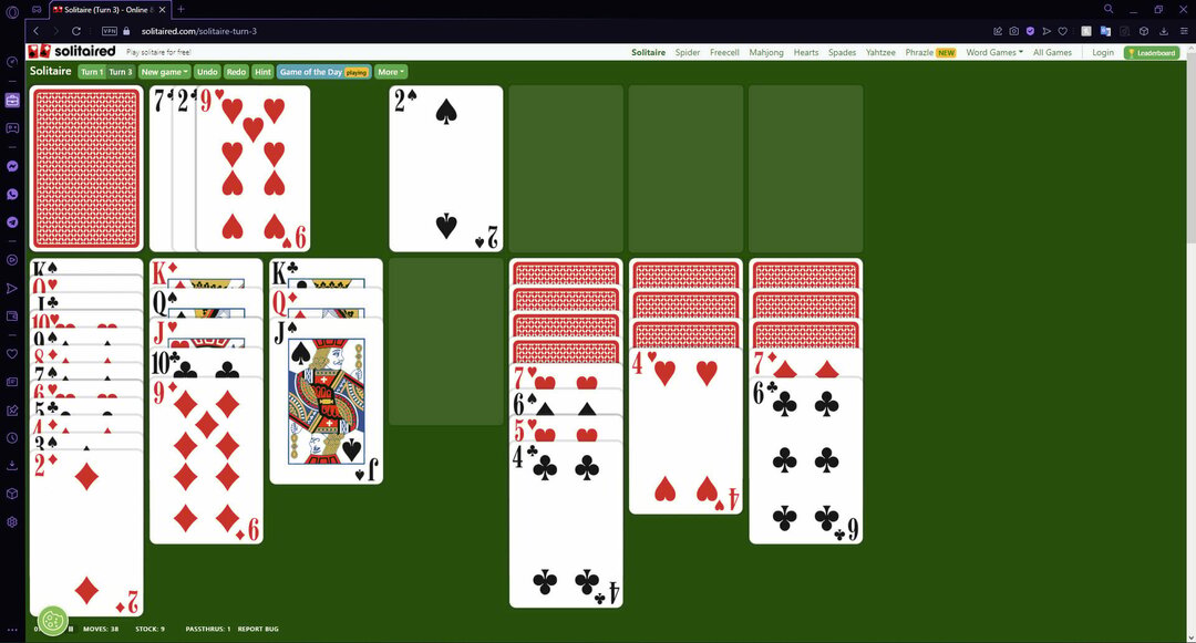 Solitaire mäng.