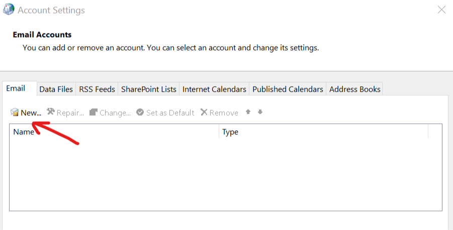 Fenster "Kontoeinstellungen" Outlook-Fehler 0x8004210B unter Windows