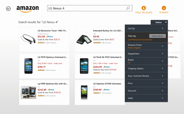 Amazon-pentru-Windows-8-recenzie-produse-filtre-de-căutare