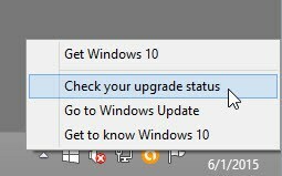 Вземете икона на Windows 10 Проверете състоянието на надстройката си