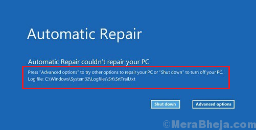 La réparation de démarrage automatique n'a pas pu réparer votre PC