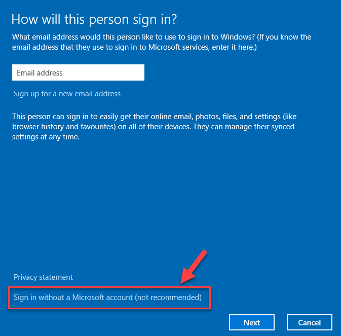 Connectez-vous sans compte Microsoft