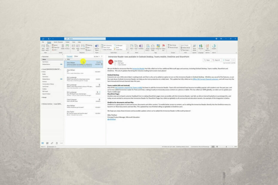 Acum puteți utiliza Immersive Reader cu Outlook, Teams sau OneDrive