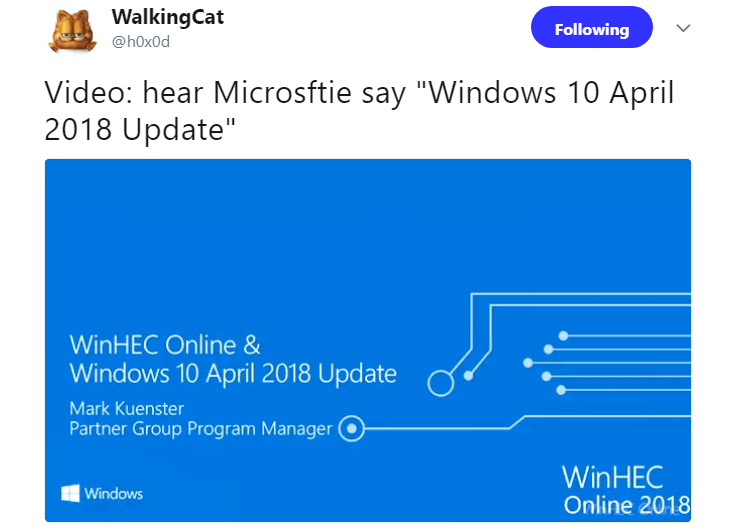 обновление Windows 10 за апрель 2018 г.