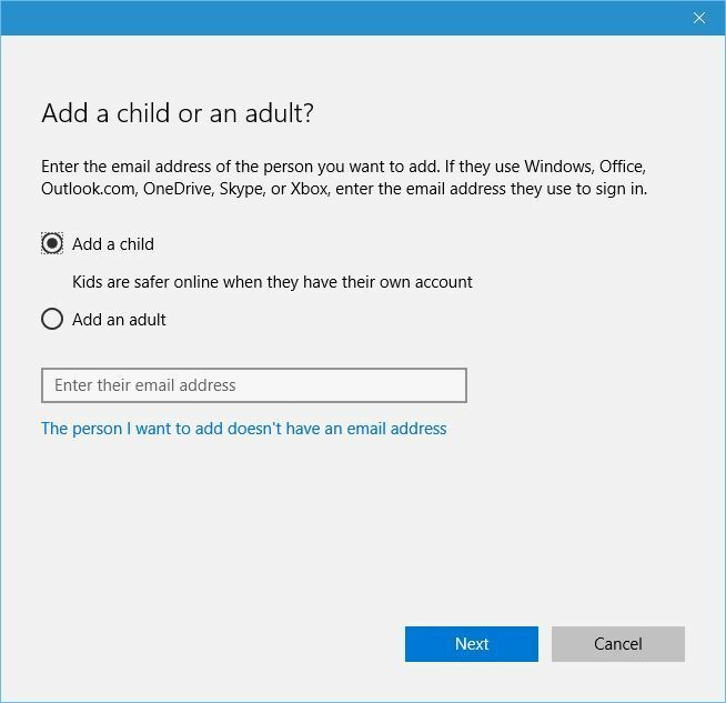 Microsoft-Familiensicherheit-Kind hinzufügen