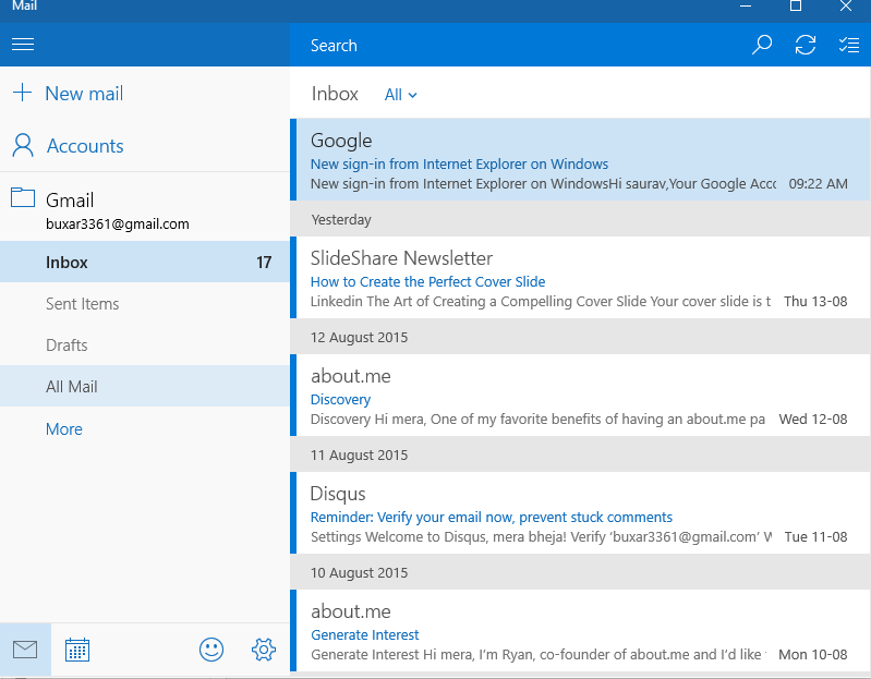 Windows 10'un posta uygulamasında gmail nasıl kurulur
