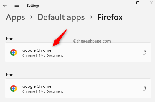 แอพเริ่มต้น แอพ Firefox เลือก Htm ประเภทไฟล์ Min