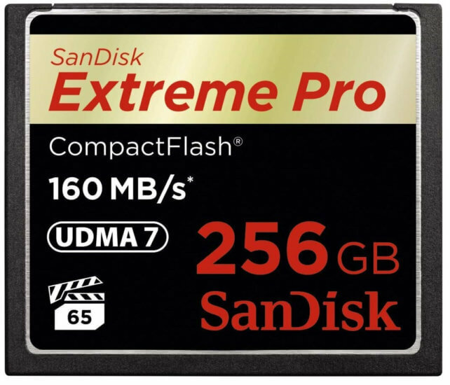 การ์ดหน่วยความจำสำหรับ dslr SanDisk Extreme PRO 256GB CompactFlash