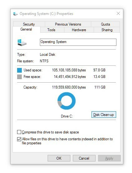 공간이 충분하지 않은 Windows 10 업그레이드