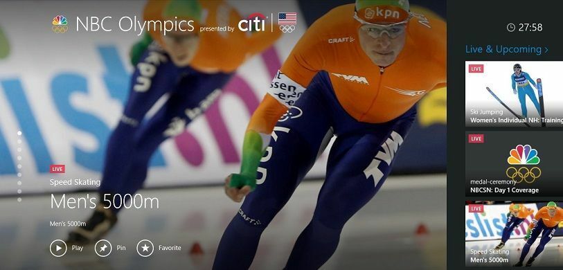 NBC Olimpiyatları Windows 8 Uygulaması 2014 Kış Oyunlarını Yayınlıyor