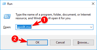 gpedit.msc køre vindue Msmpeng.exe overdreven brug af disk