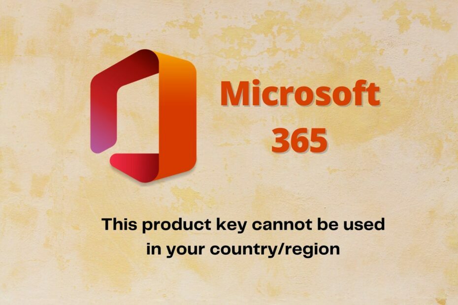 Korriger: Denne produktnøkkelen kan ikke brukes i ditt land / din region på Office 365
