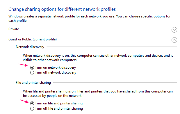 قم بتشغيل Network Discovery Windows 10