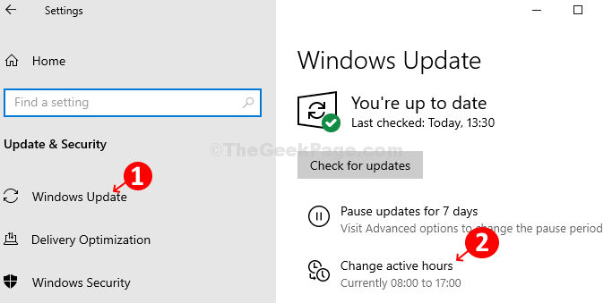 Windows Update - Schimbarea orelor active