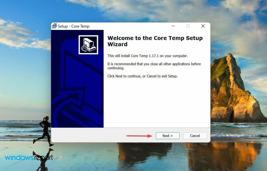 CPU temp windows11を確認する方法にCoreTempをインストールします