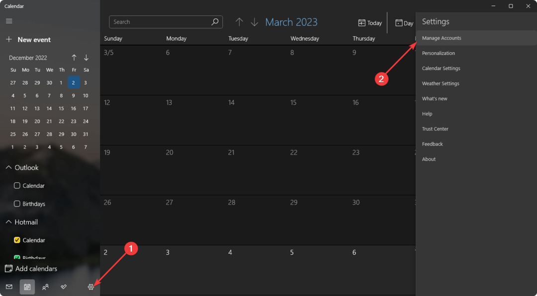 zarządzanie kontami aplikacja kalendarza systemu Windows 11