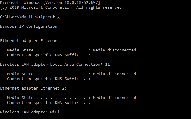 perintah ipconfig dns tidak menyelesaikan nama server