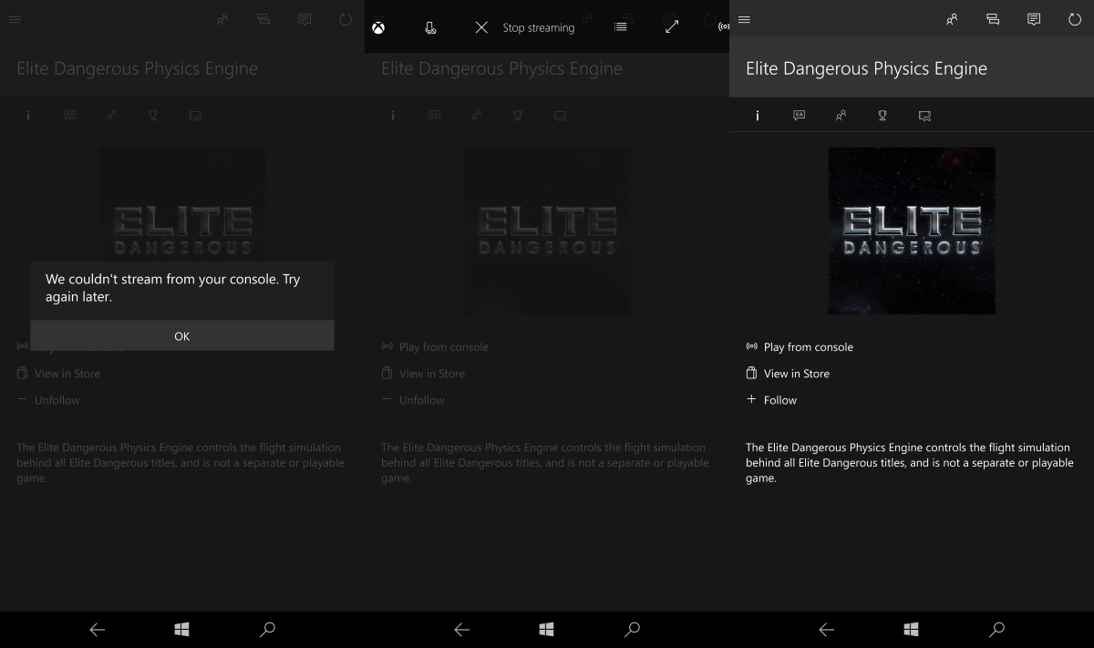xbox one stream Windows 10 mobile