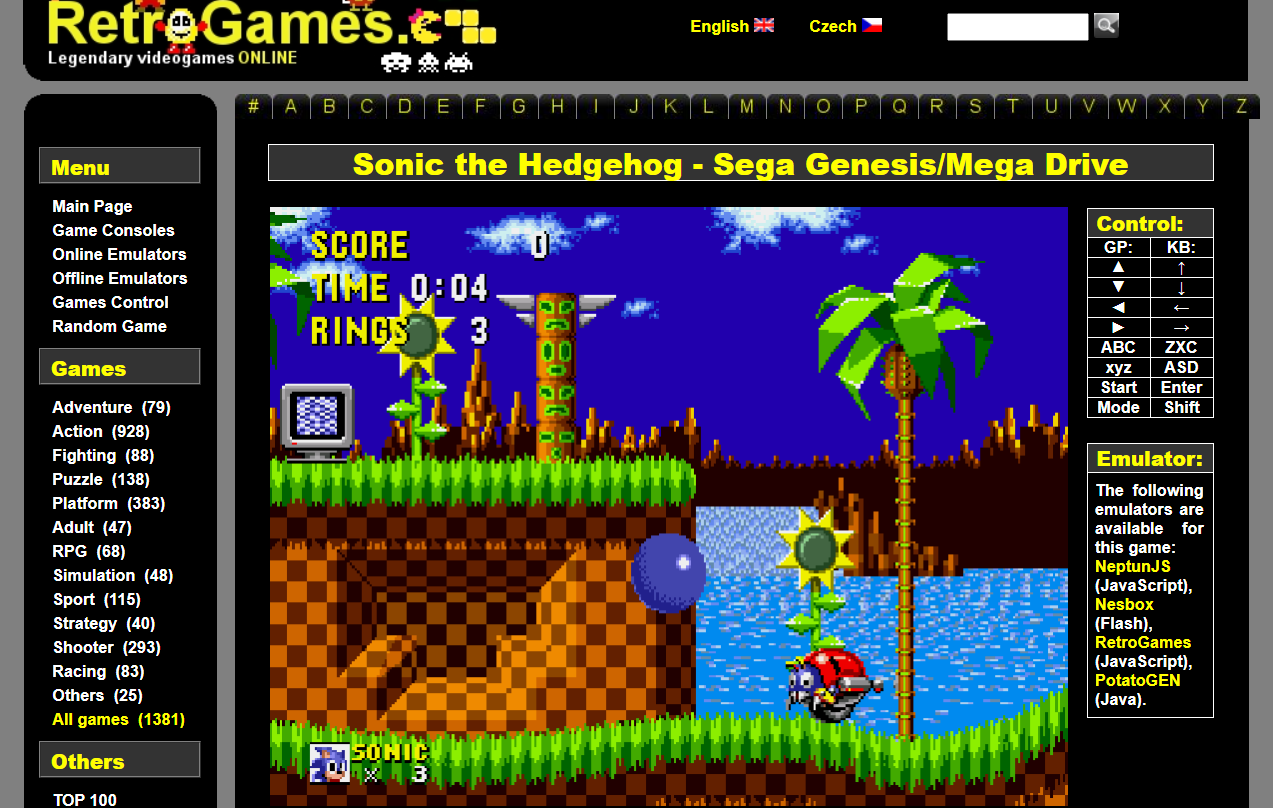 Sonic the Hedgehogi retro mängud võrgus