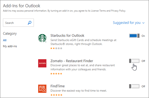 Outlook-tilføjelsesprogrammer