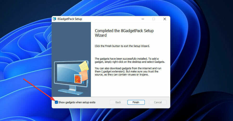 Možnost Prikaži pripomočke, ko nastavitev obstaja, Windows 11 Nadzor omrežne hitrosti