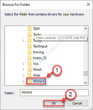 Wybierz folder Winsxs