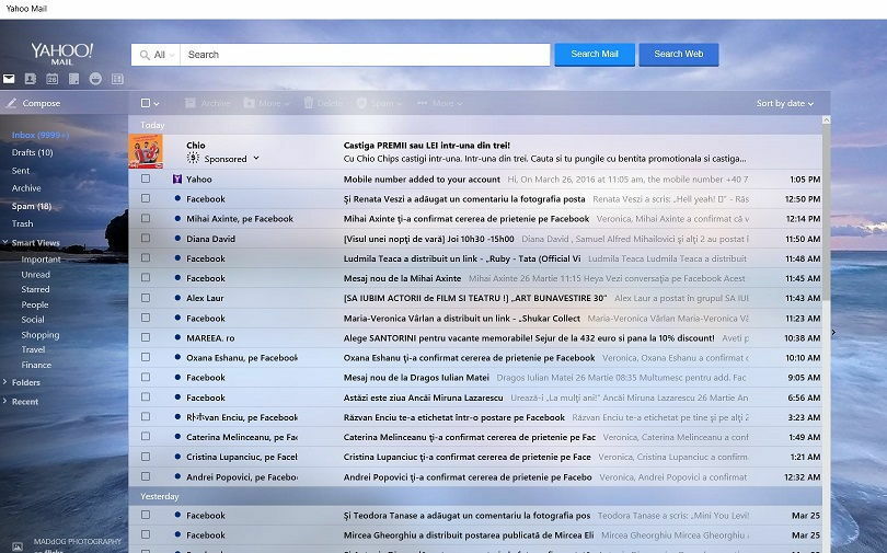 „Windows 10“ vartotojams skirta „Yahoo Mail“ programa atnaujinama „Windows“ parduotuvėje