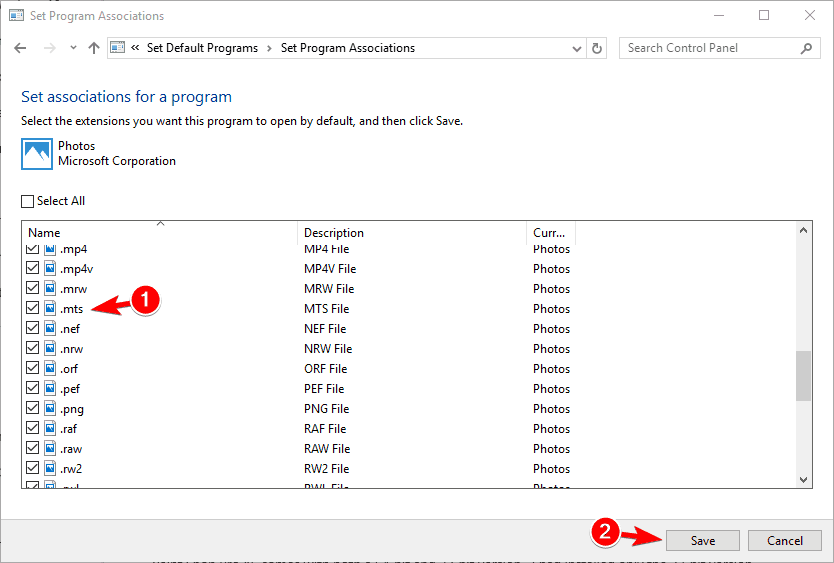 ställa in kopplingar för ett program png-miniatyrer som inte visar Windows 10
