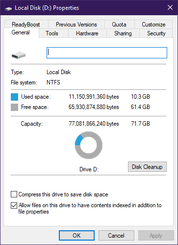 OneDrive Zkontrolujte místo na disku