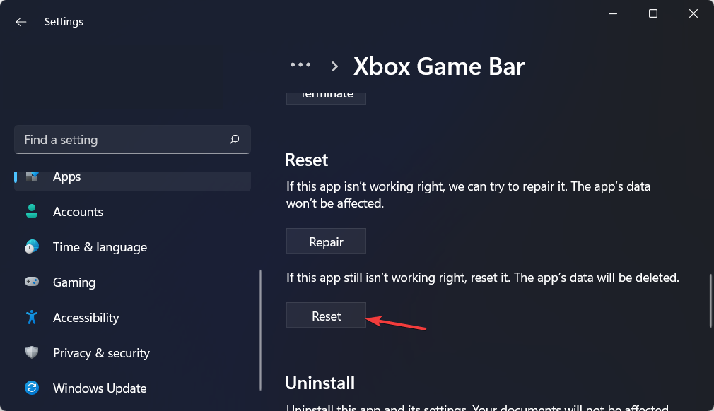 reset-xbox, η εγγραφή της γραμμής παιχνιδιών xbox είναι γκριζαρισμένη
