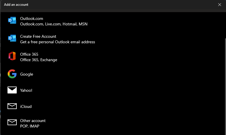Agregar una ventana de cuenta La aplicación de correo de Windows 11 no funciona