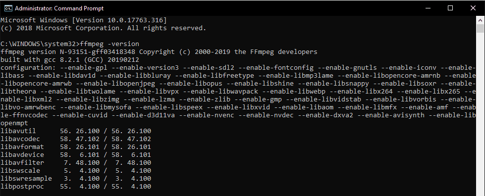 ellenőrizze az ffmpeg Windows 10 verzióját, hogyan kell letölteni és telepíteni