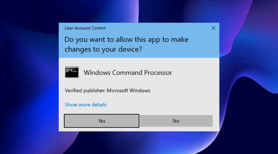 Atļaut komandu uzvednes Windows 11 pārtraukuma punkts ir sasniegts
