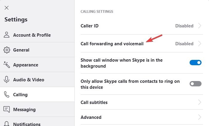 การโอนสายเปิดใช้งานข้อความเสียง skype ไม่ทำงาน
