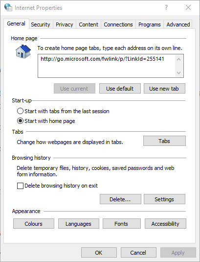 A janela de propriedades da Internet asana Outlook add in não funciona