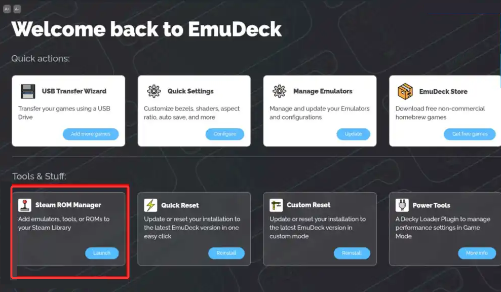 EmuDeck aracılığıyla Steam ROM Manager'ı başlatın