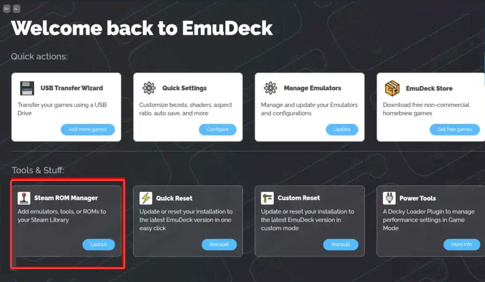 قم بتشغيل Steam ROM Manager عبر EmuDeck