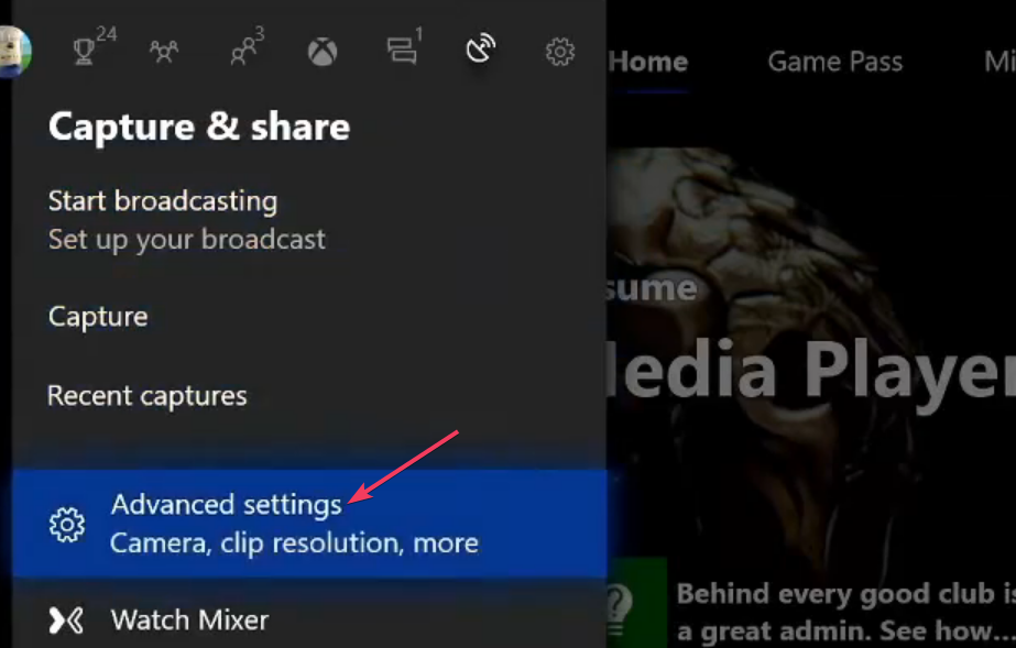 Option „Erweiterte Einstellungen“ Xbox One Screenshots