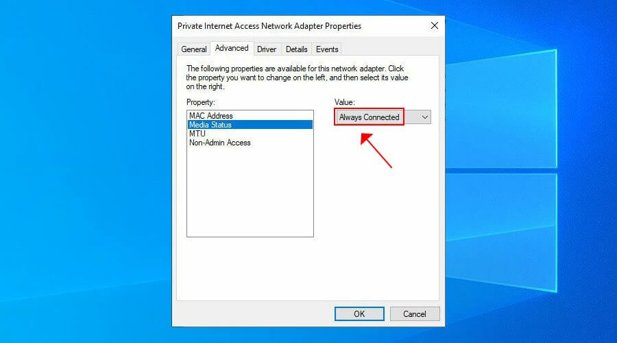 verander de VPN-mediastatus in Windows 10