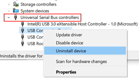 Desinstallige USB-seade