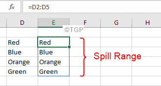 Error de derrame de Excel Rango de derrame